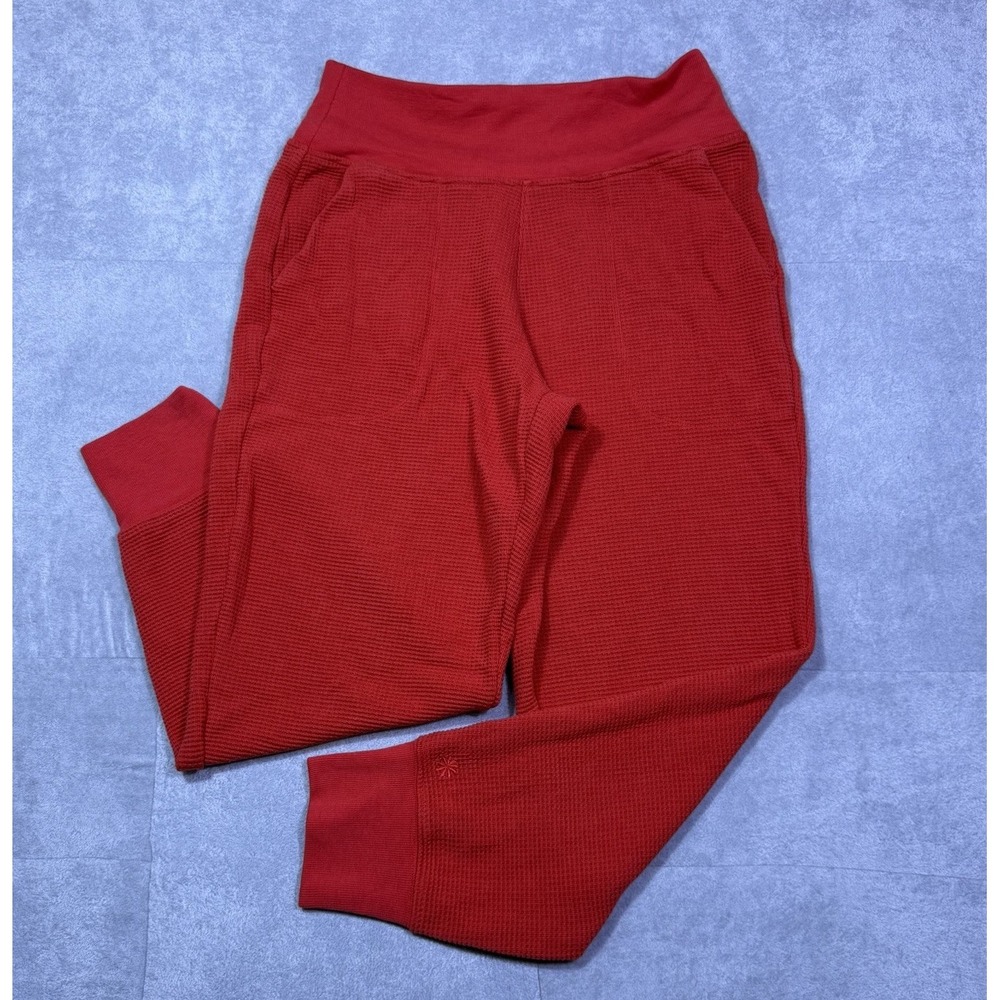 Athleta Pants Womens M 31x28 Waffle Athletic Jogger Red Athleisure Normcore